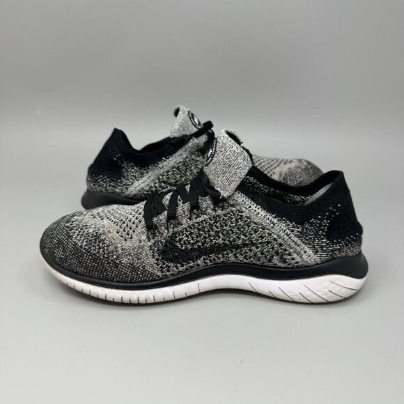 Nike Free RN Flyknit Shoes Womens Size 7.5 Black White Oreo Running 942839-101 - Picture 2 of 9